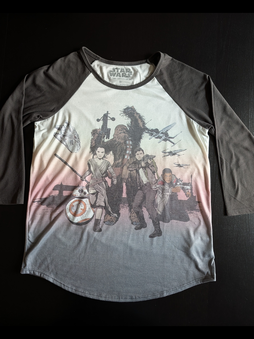 Star Wars Z Raglan Graphic Tee - Gray & White SZ Medium